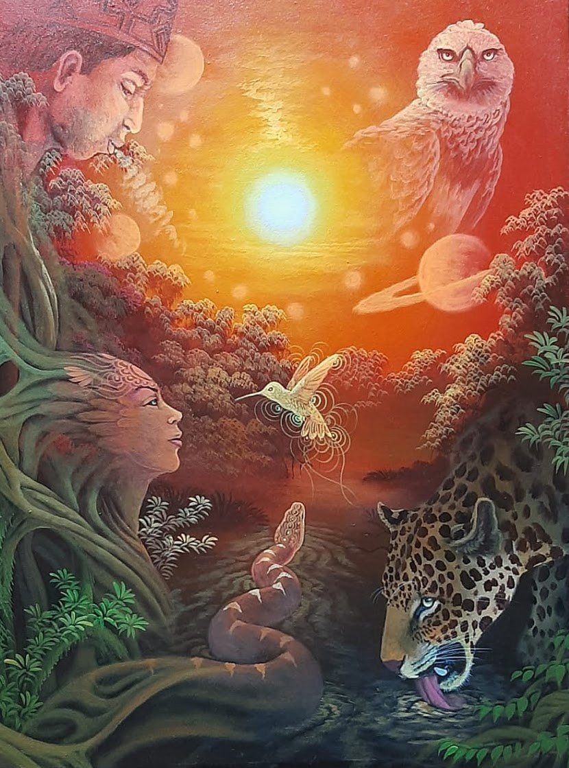 Sunset over the Amazon rainforest