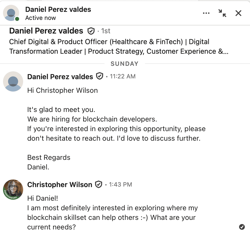 Daniel Perez Valdes initial outreach