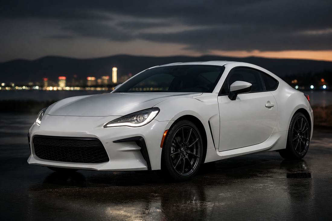Stock white sports coupe before wrap
